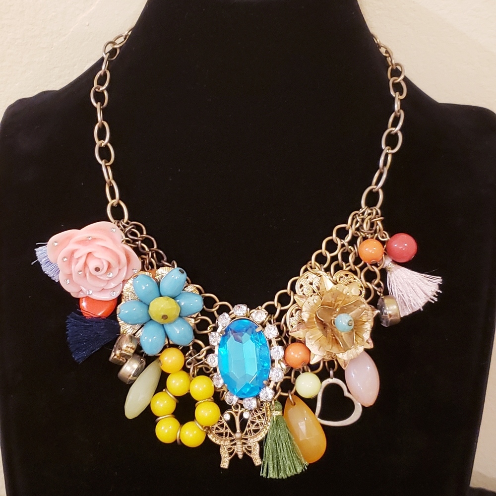 Colorful Floral Statement Necklace